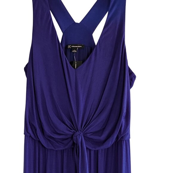 INC Large Sleeveless Jumpsuit Rayon Blend Royal Blue Cross-Straps & Knot Detail - Picture 14 of 14